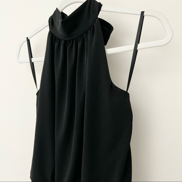 WHBM Black High Neck Halter Tiered Mini Dress - Picture 4 of 9